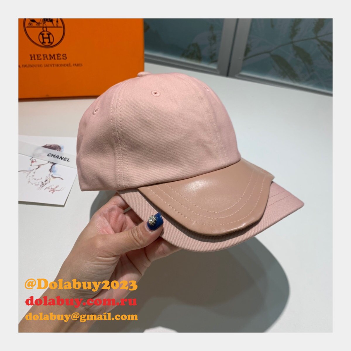 Hermes High Quality Canvas fabric Peaked cap