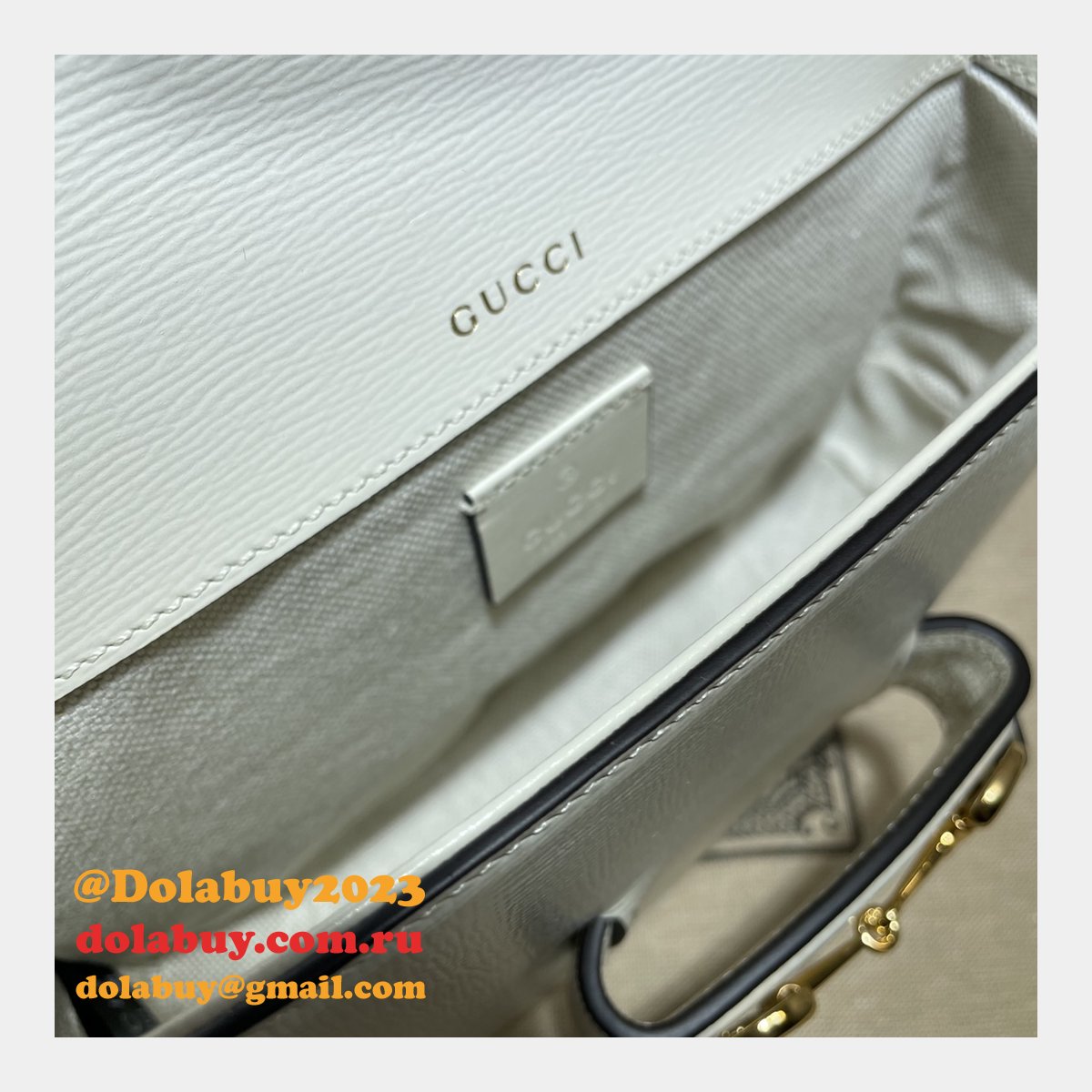 white replica G*u*i horsebit 1955 mini 658574 bag