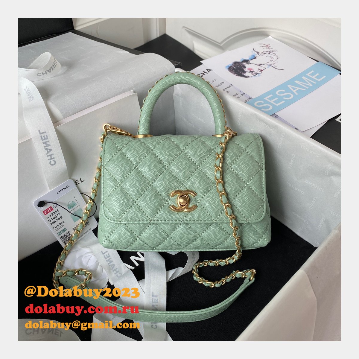 Replica Handle Matelasse 2Way AS2215 Shoulder Bag CAVIAR 19CM