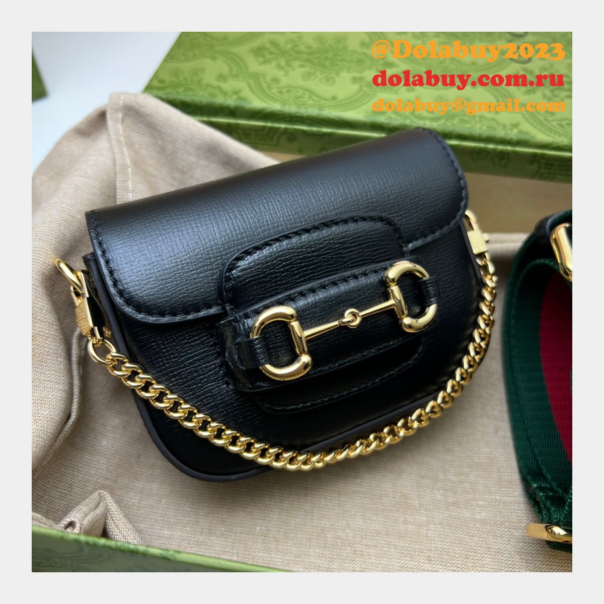 the replica G*u*i 699760 high quality horsebit 1955 strap wallet