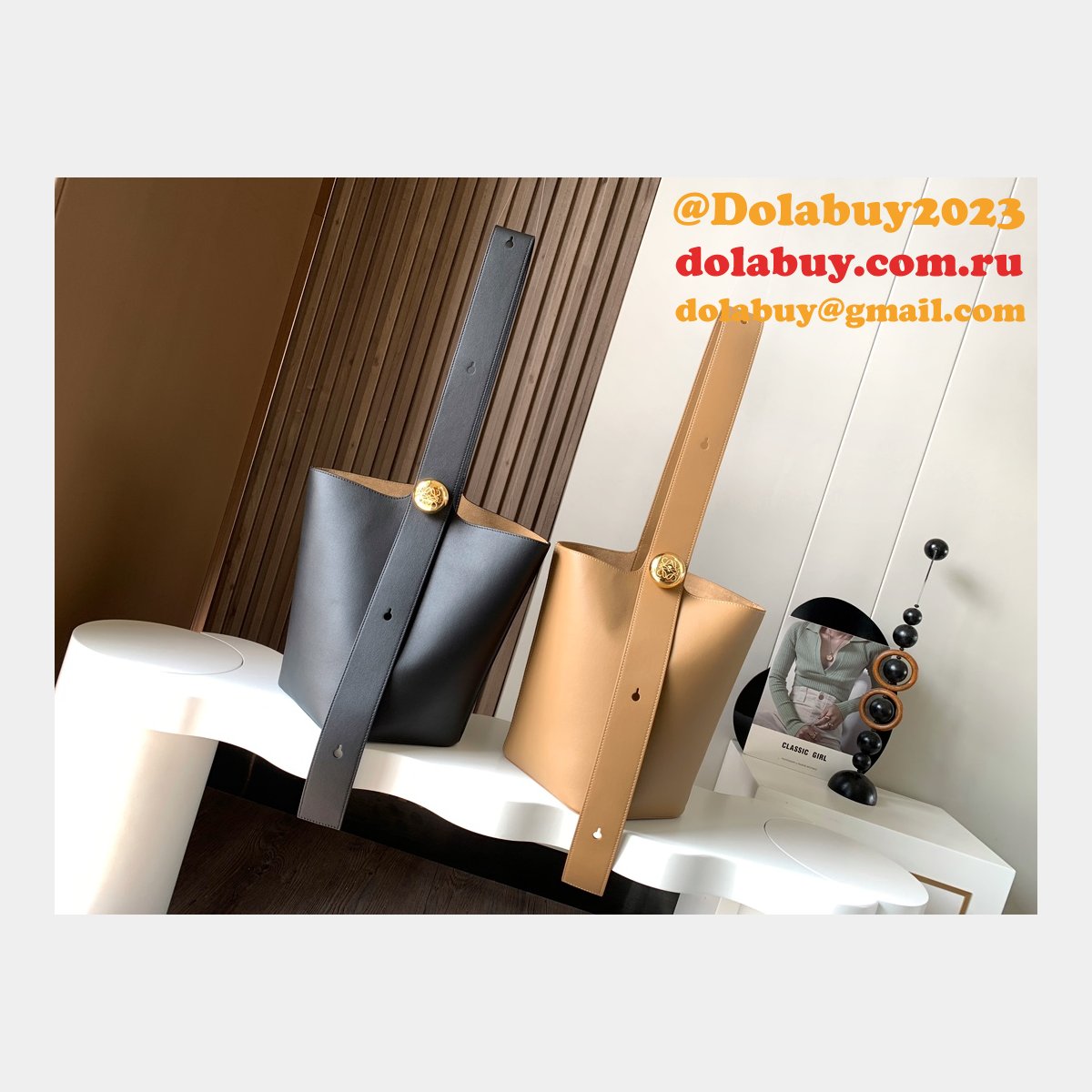 Loewe Designer Perfect Pebble Bucket 9045 Anagram Copy Bag