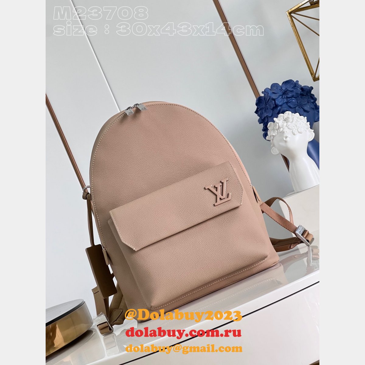 Takeoff Backpacks LV Aerogram Men Fake M23708 Louis Vuitton Sable Beige Bag