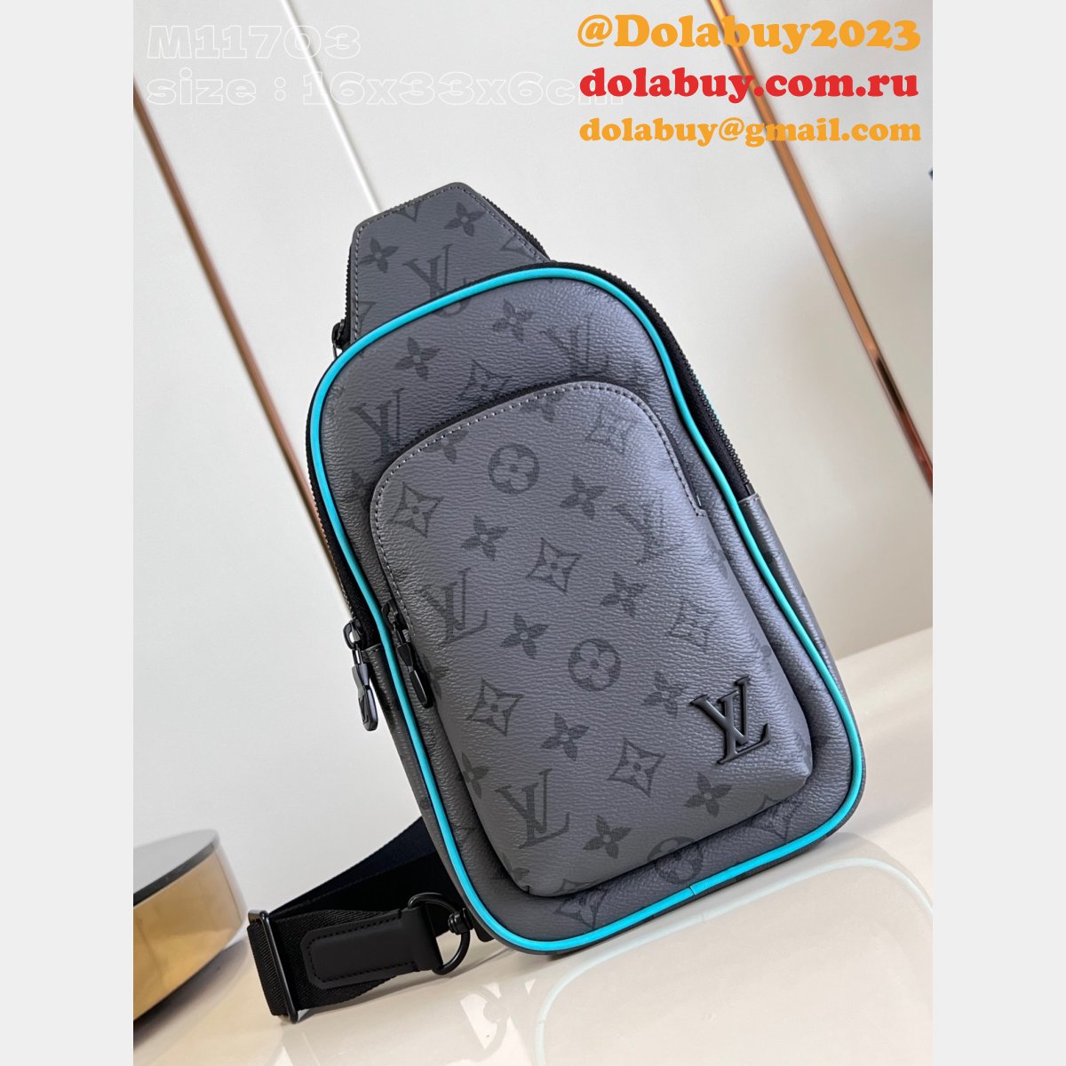 Louis Vuitton Designer M11703 Avenue Slingbag Eclipse Canvas Replicas Men Bag
