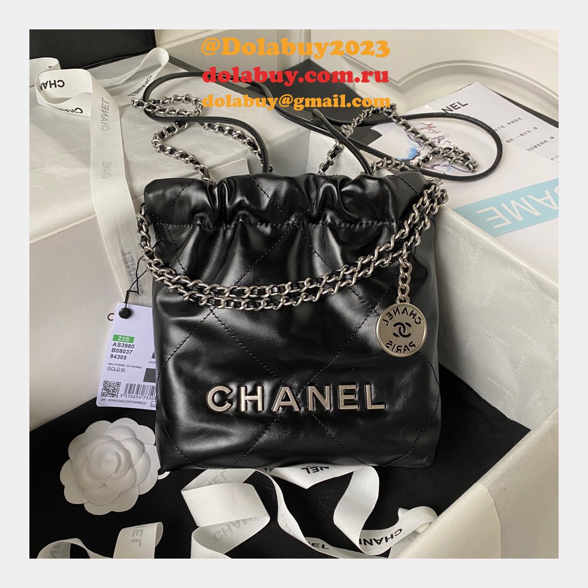 Luxury FASHION AS3980 CALFSKIN CC BAG 20CM