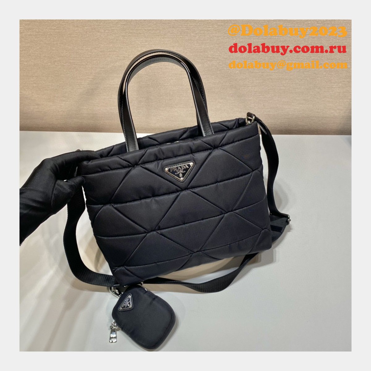 Buy Prada Replica Shoulder 1BG380 Black Handbags