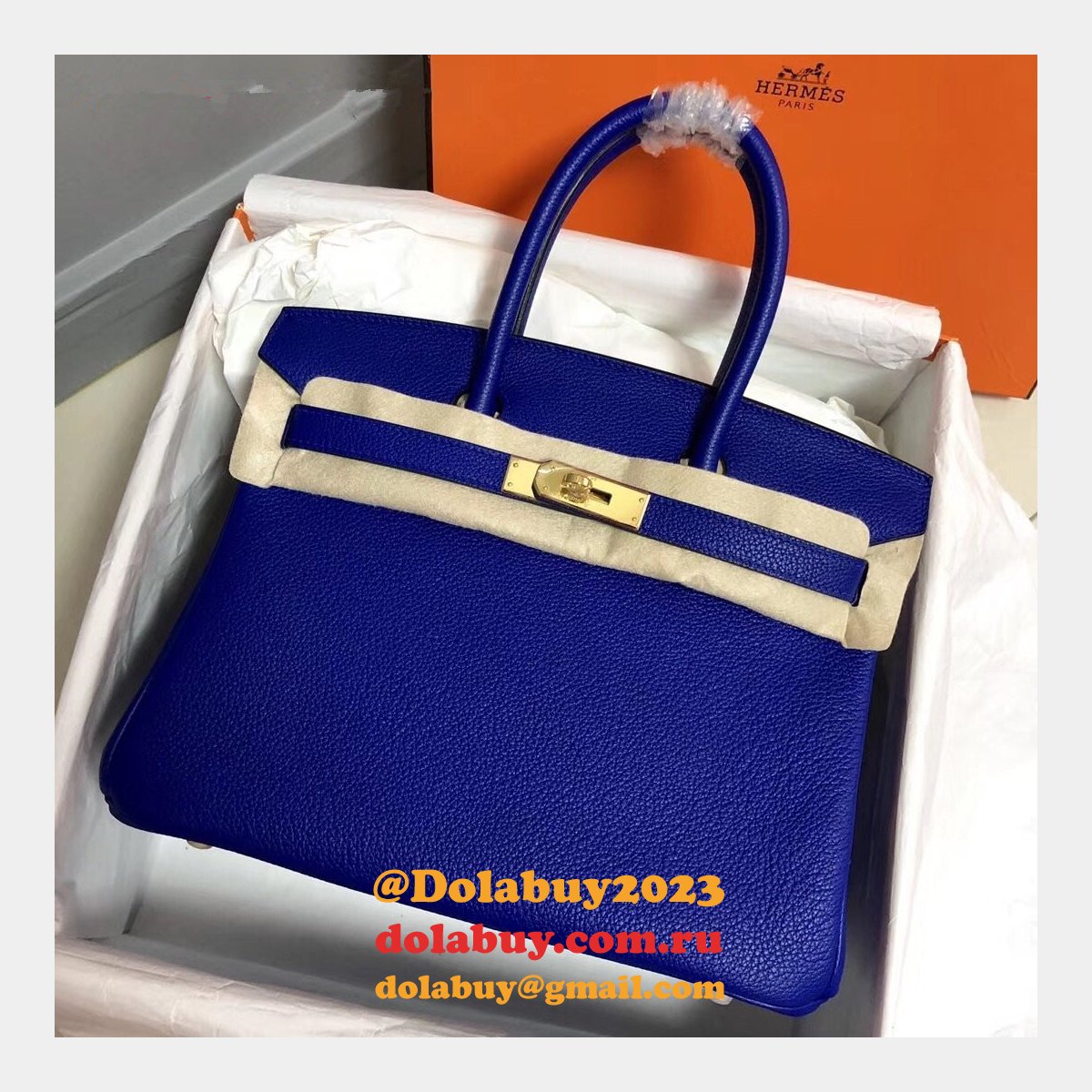 Hermes Birkin 35cm Togo leather Handbags Electric Blue