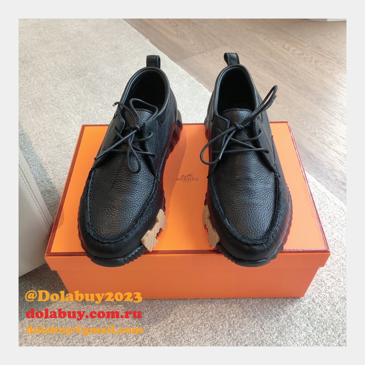 Top Quality hermes men Bouncing leather sneaker