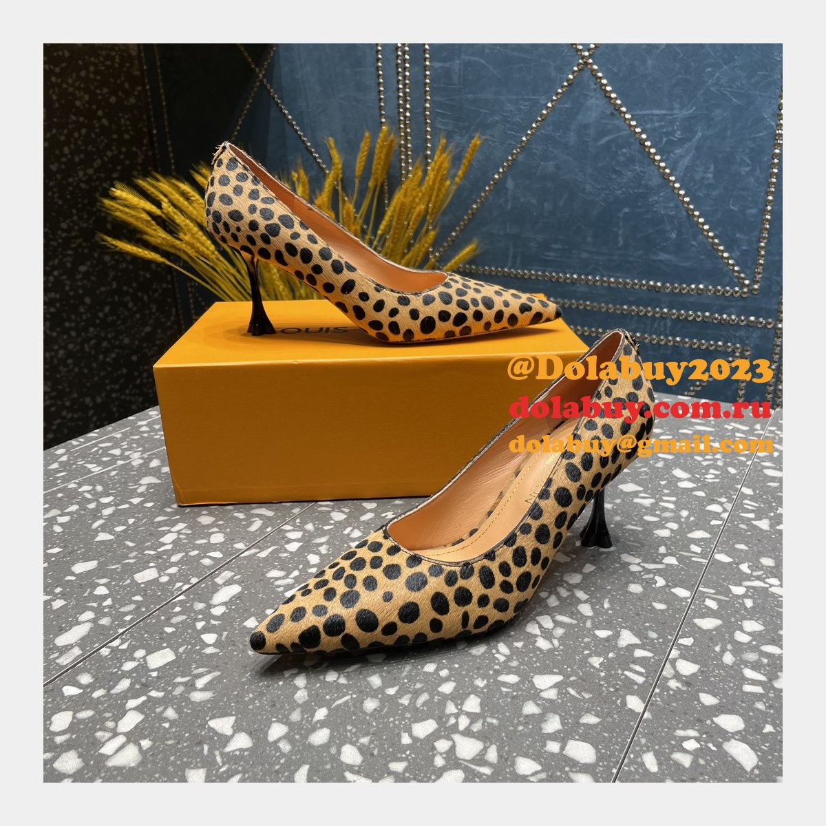 Fashion LOUIS VUITTON leopard print BLOSSOM PUMP