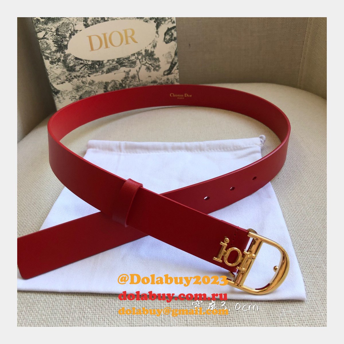 High Quality Christian Dior AAA Belts red/black/brown 30mm Cheap