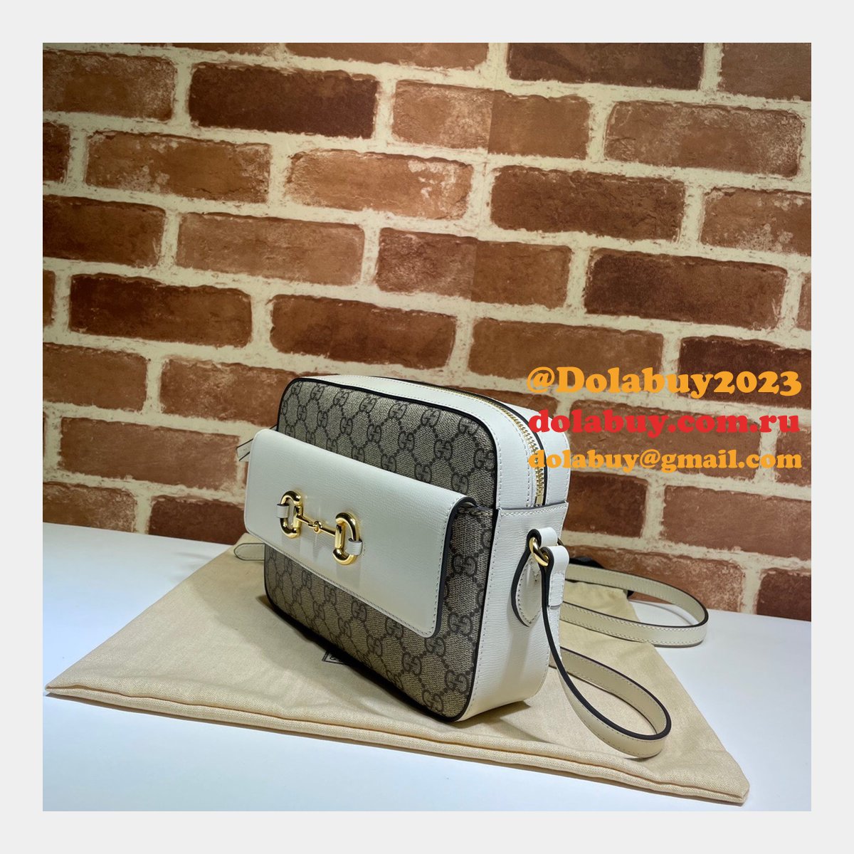 G*u*i replica horsebit 1955 small brown or white leather shoulder 645454 bag