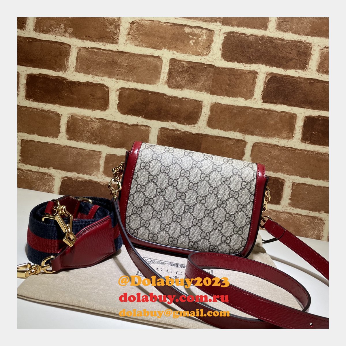 luxury G*u*i horsebit 1955 shoulder 658574 red bags for women