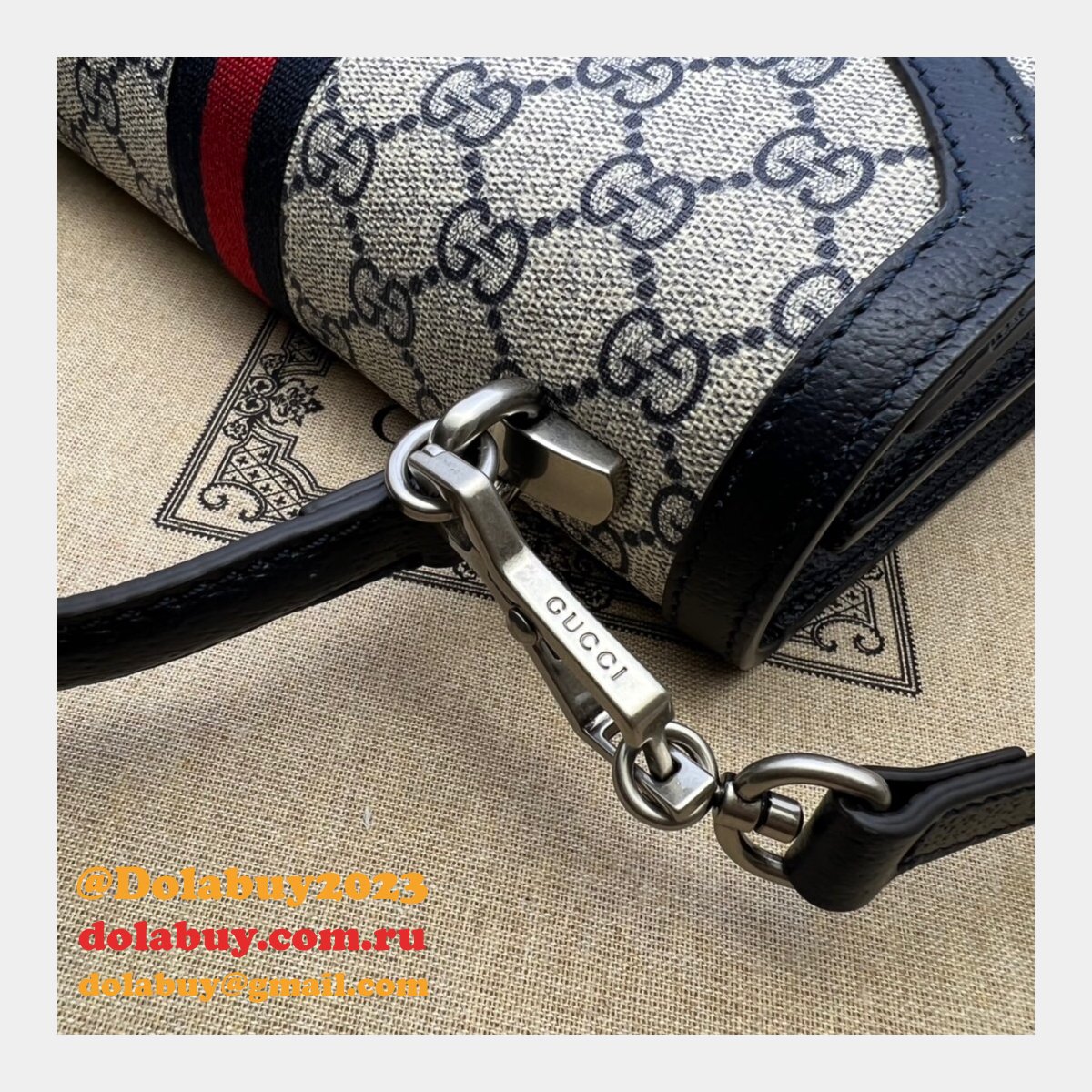 aaa+ G*u*i 651055 ophidia small top handle fake bag with web