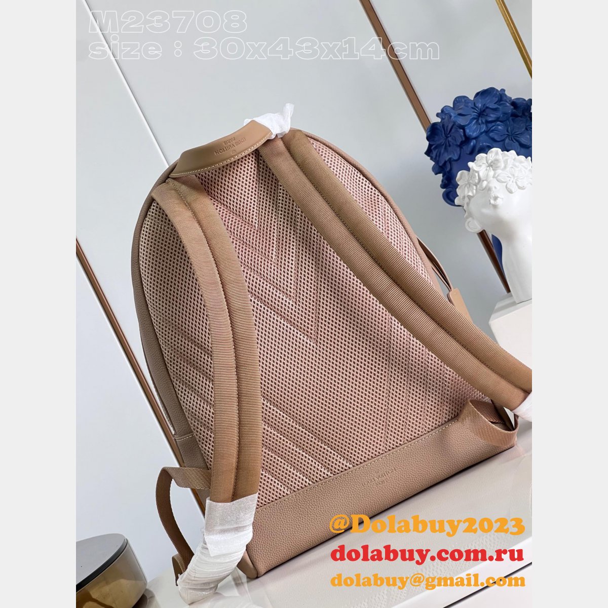 Takeoff Backpacks LV Aerogram Men Fake M23708 Louis Vuitton Sable Beige Bag