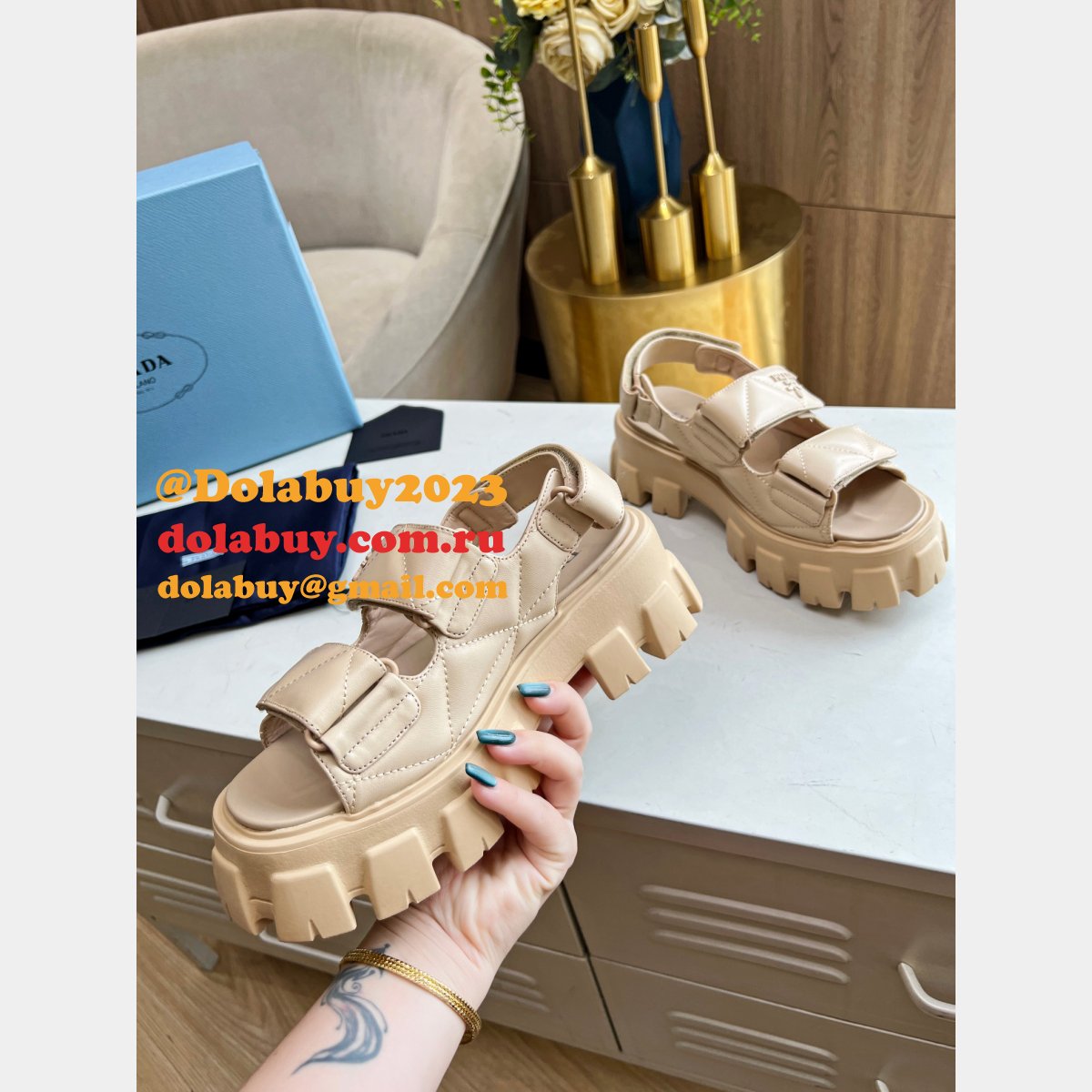 Buy New Replica Prada Roman Platform Sandals Luxury Shoes