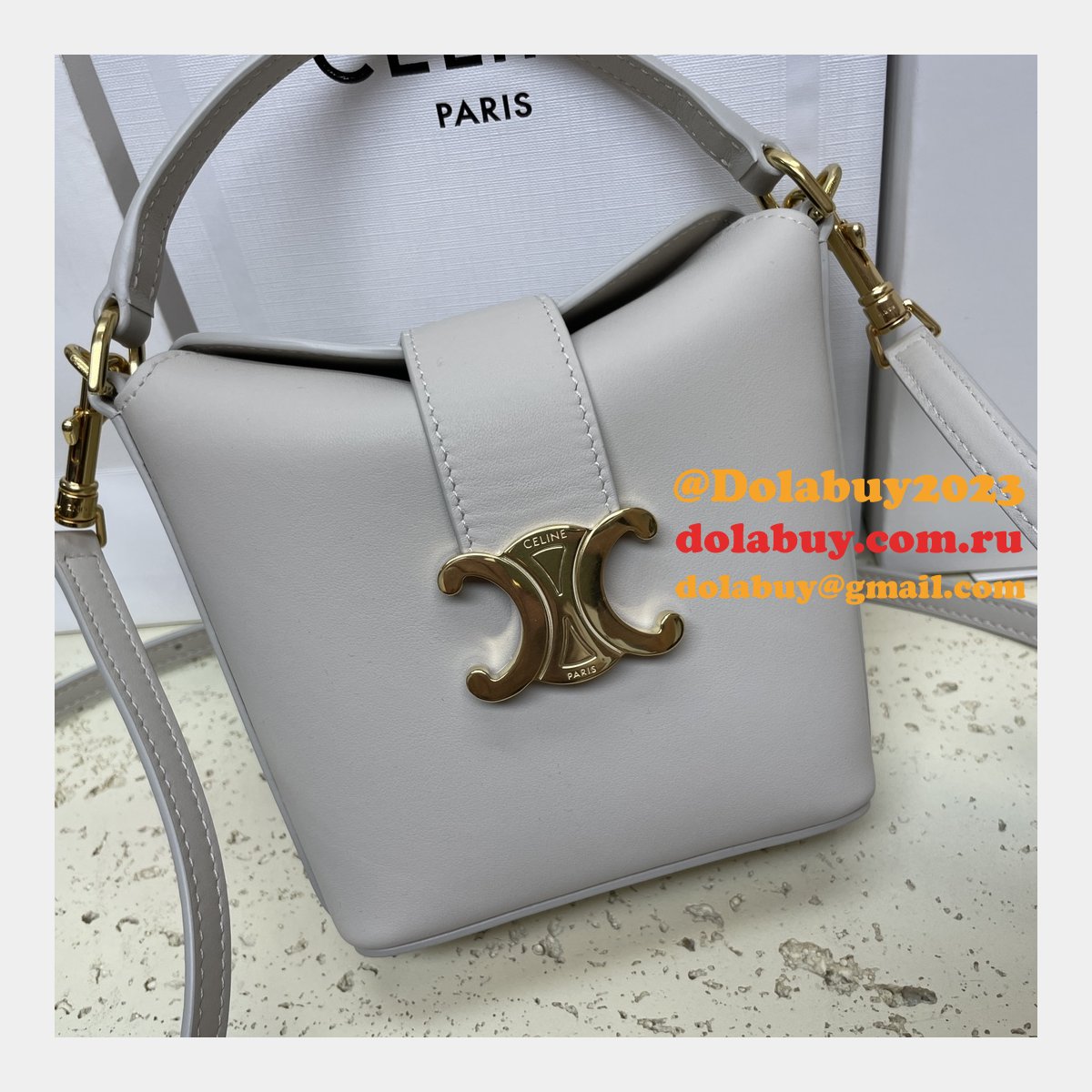 Top Quality Celine 10K943 Bucket Triomphe Smooth Designer Bag
