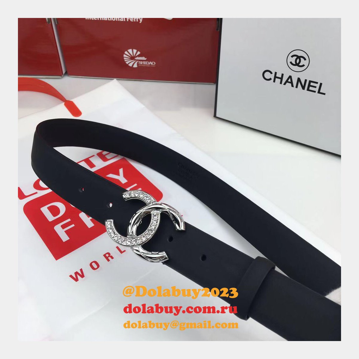 AAA+ Replica CC Leather Belt Width 3.0cm black