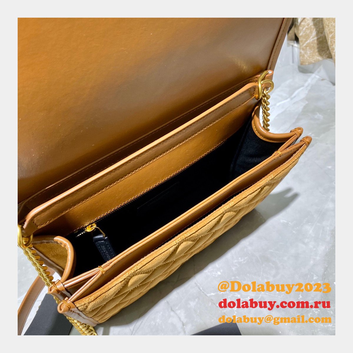 Saint Laurent Becky Small Brown Monogram Luxury Quilted Shoulder