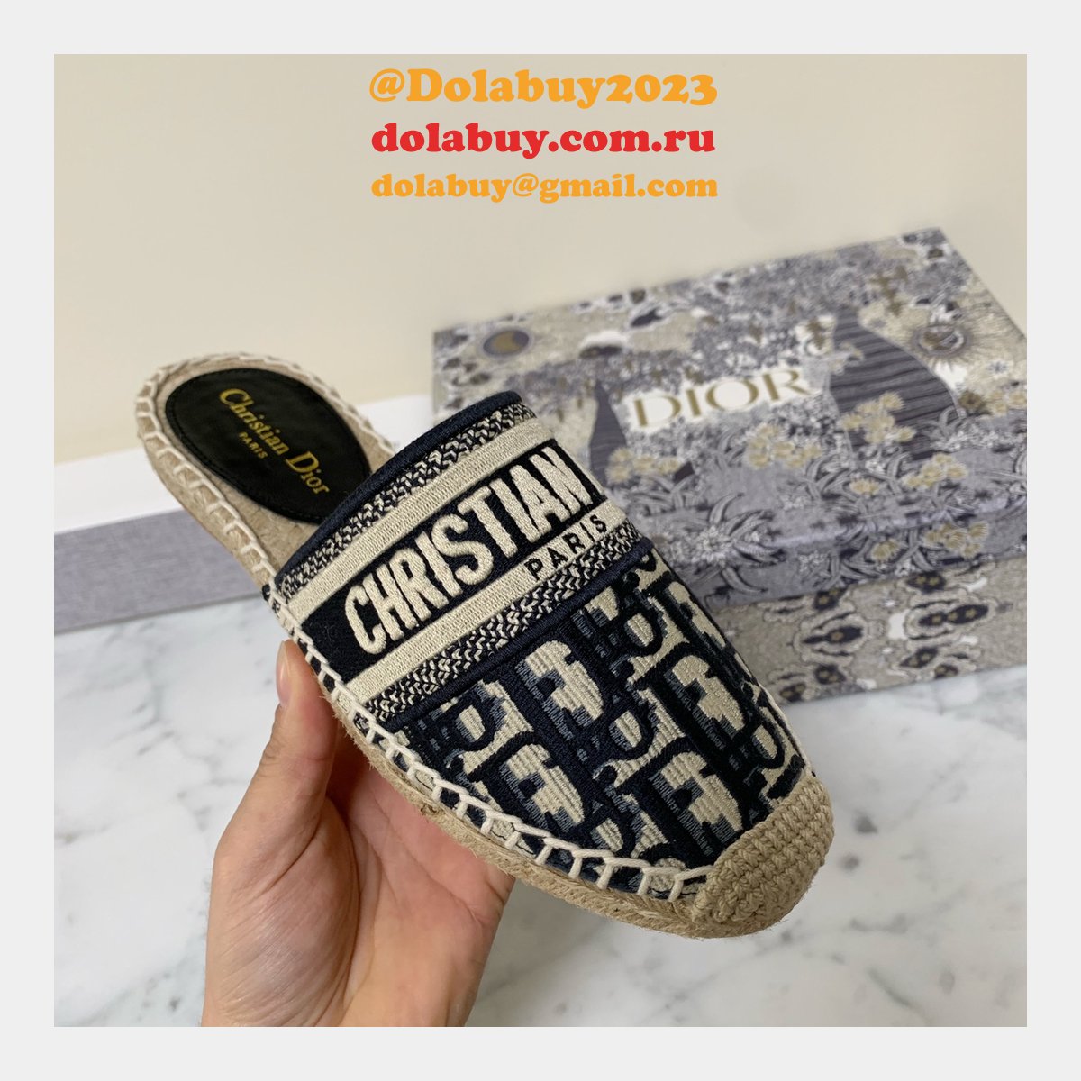 Best Quality 1:1 Mirror Dior Embroidered Fisherman Shoes