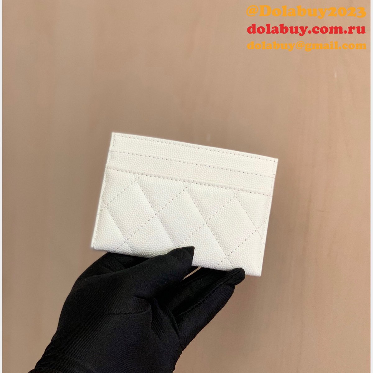 Replicas AP1967 Black/White Card Holder Grained Calfskin Fake Bags