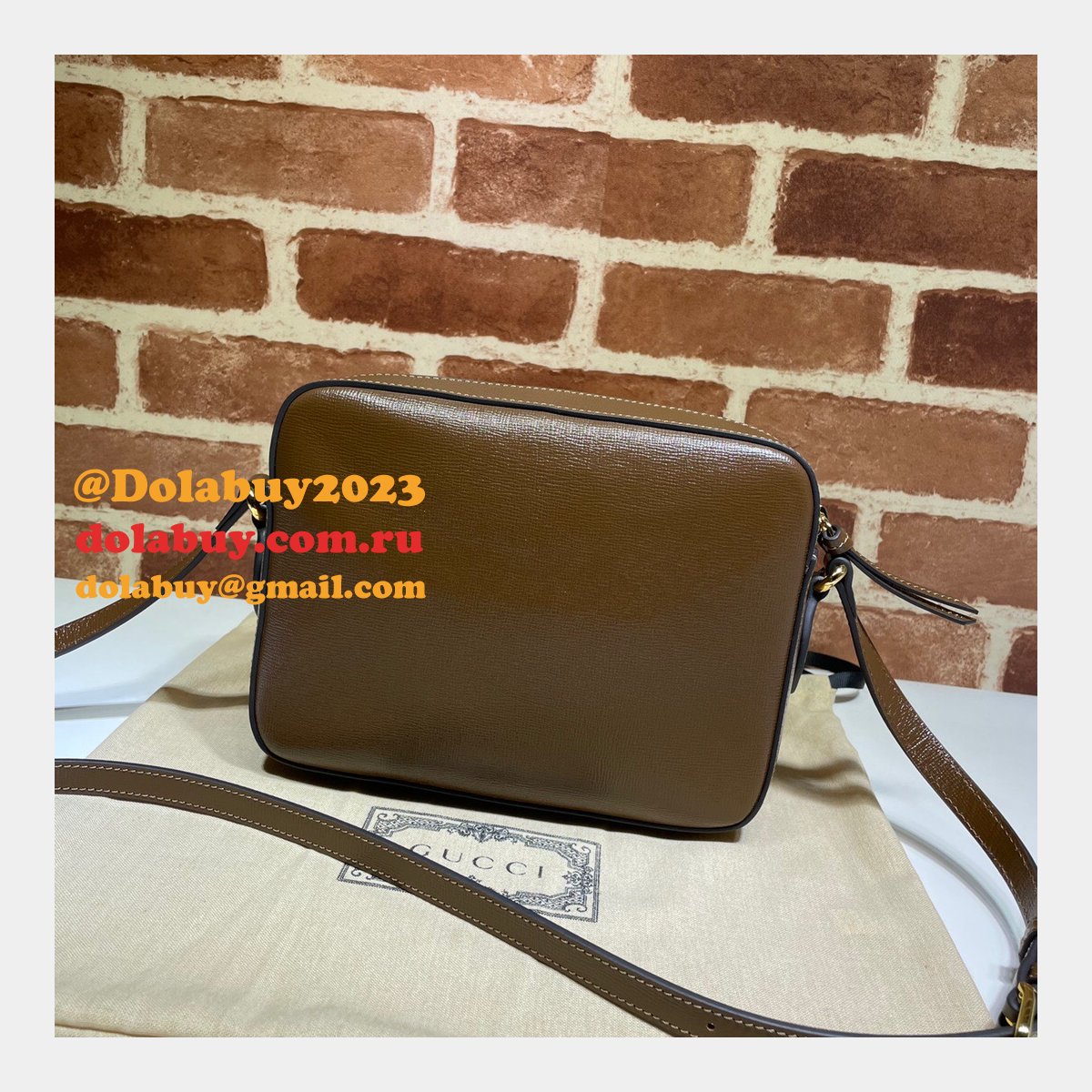 G*u*i horsebit 1955 small shoulder 645454 black army green white bag