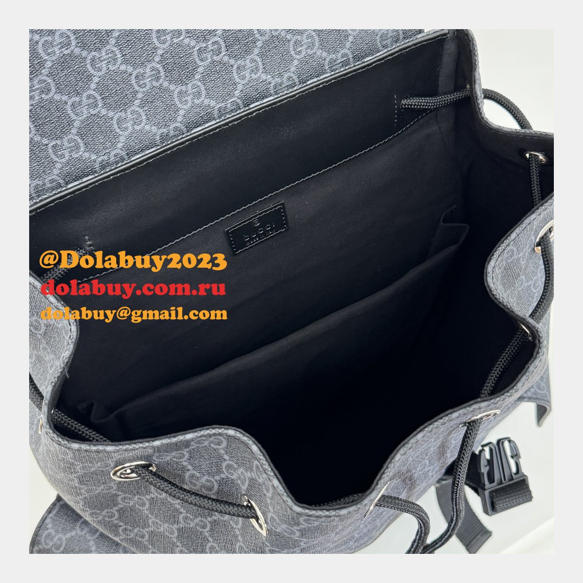 G*u*i men 792080 gg designer replicas backpack in black gg supreme