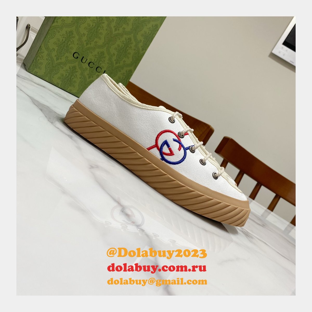 G*u*i shoes replica double g canvas 1:1 mirror high-quality