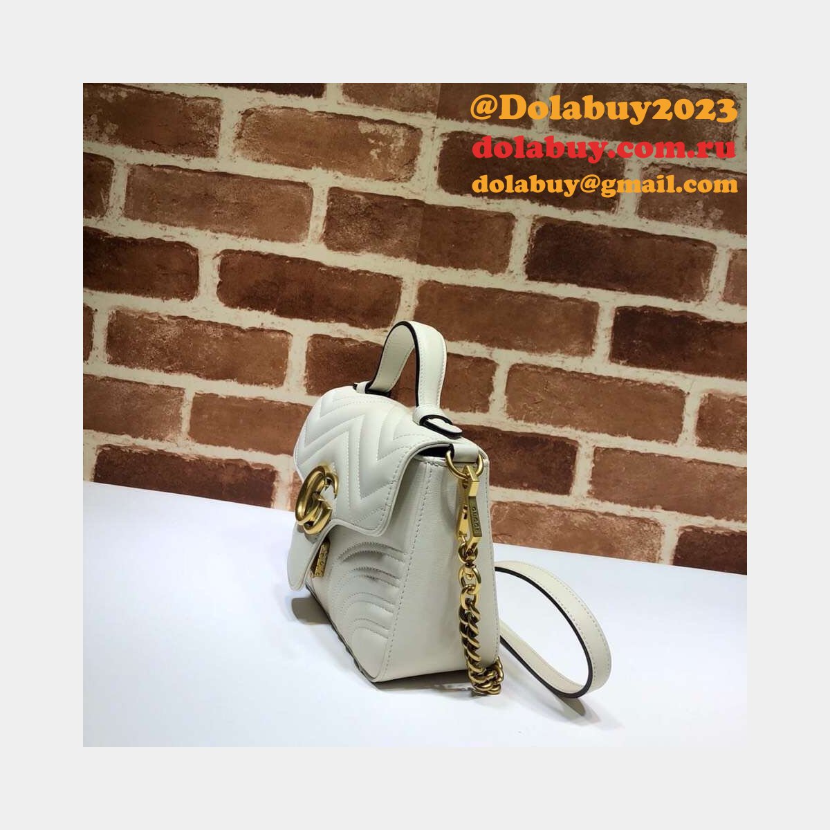 cheap 547260 G*u*i chevron leather gg marmont mini top handle