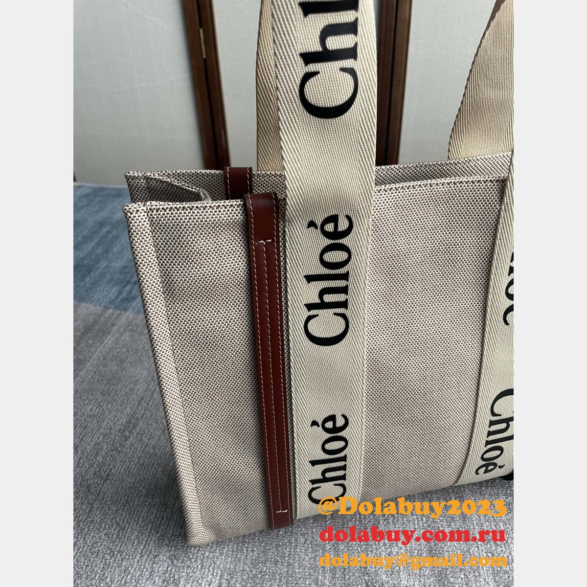 Best Quality Chloe Woody Tote Bag in Cotton Canvas 36CM