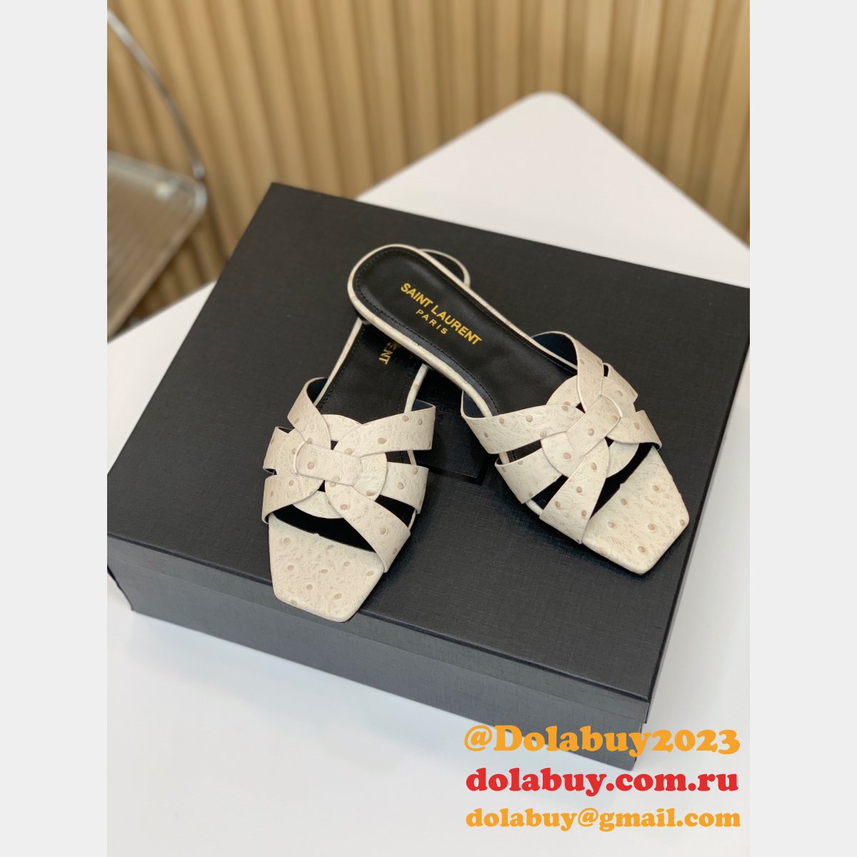 Designer Saint Laurent Knockoff Tribute Slides Shoes