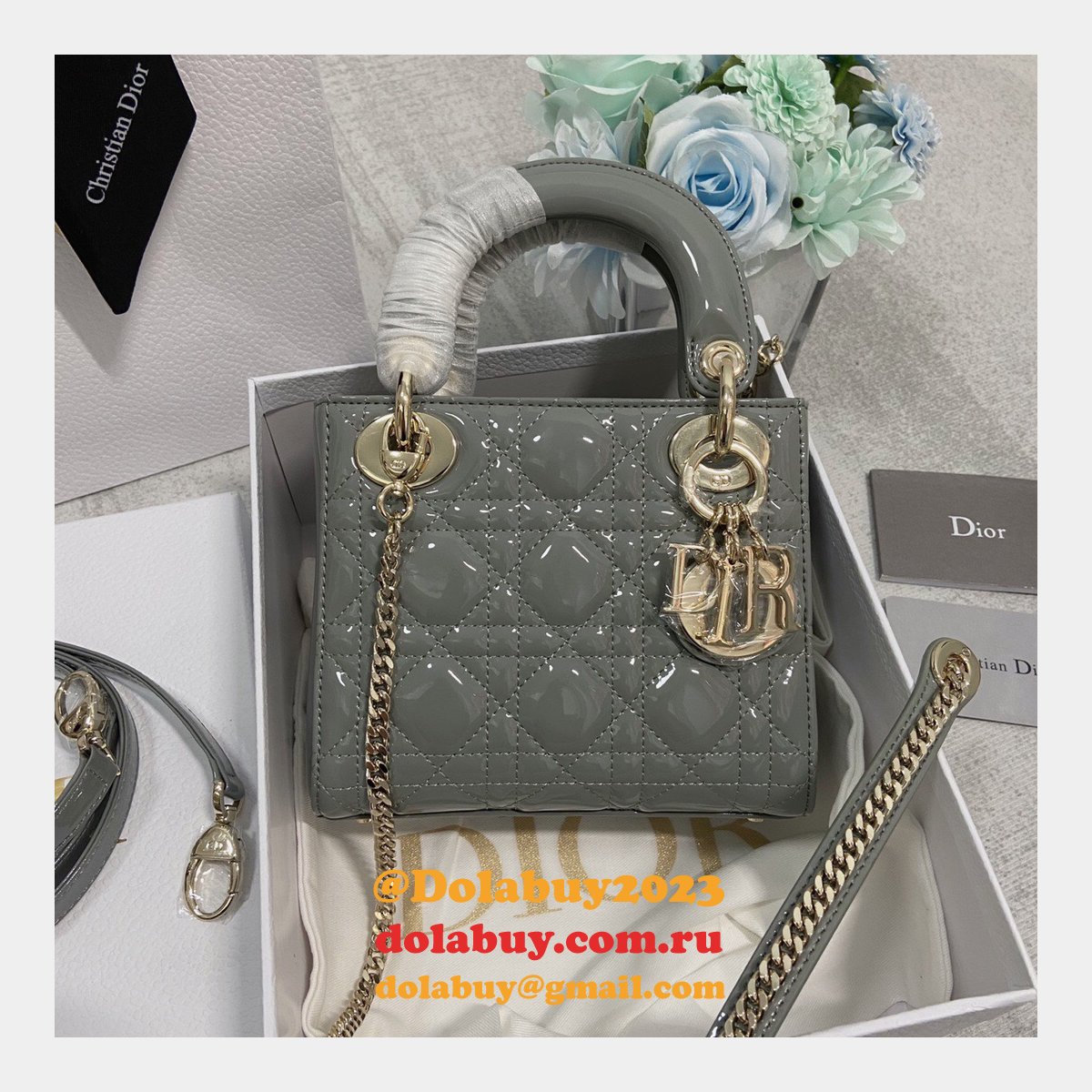 High Quality Christian Dior Lady patent leather 17CM Bag mini