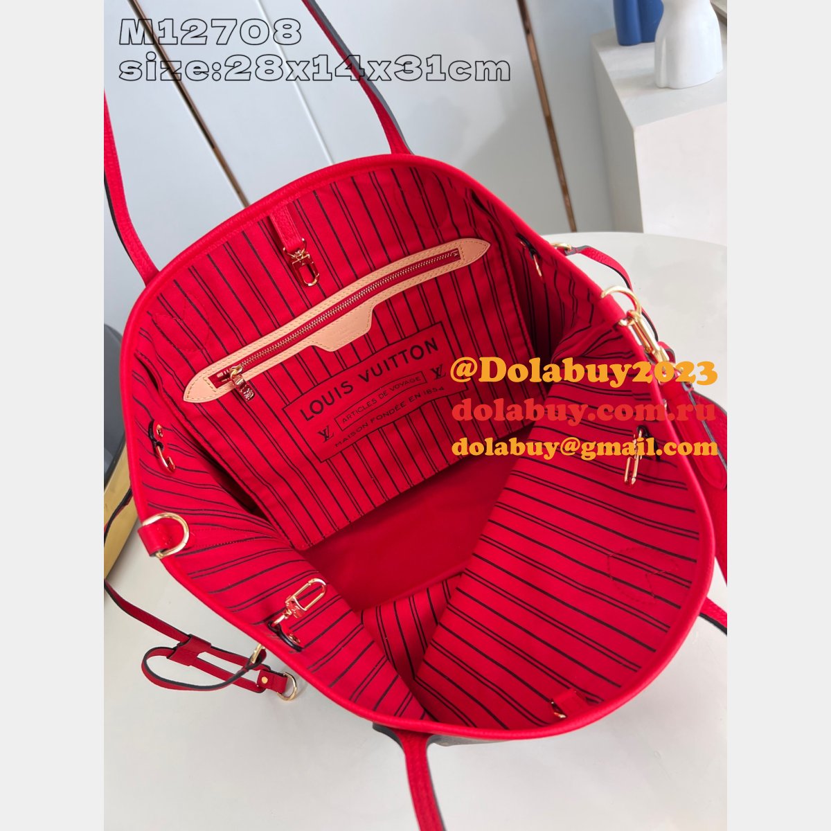 The Best Quality Louis Vuitton Neverfull M12708 Red Replica Bags