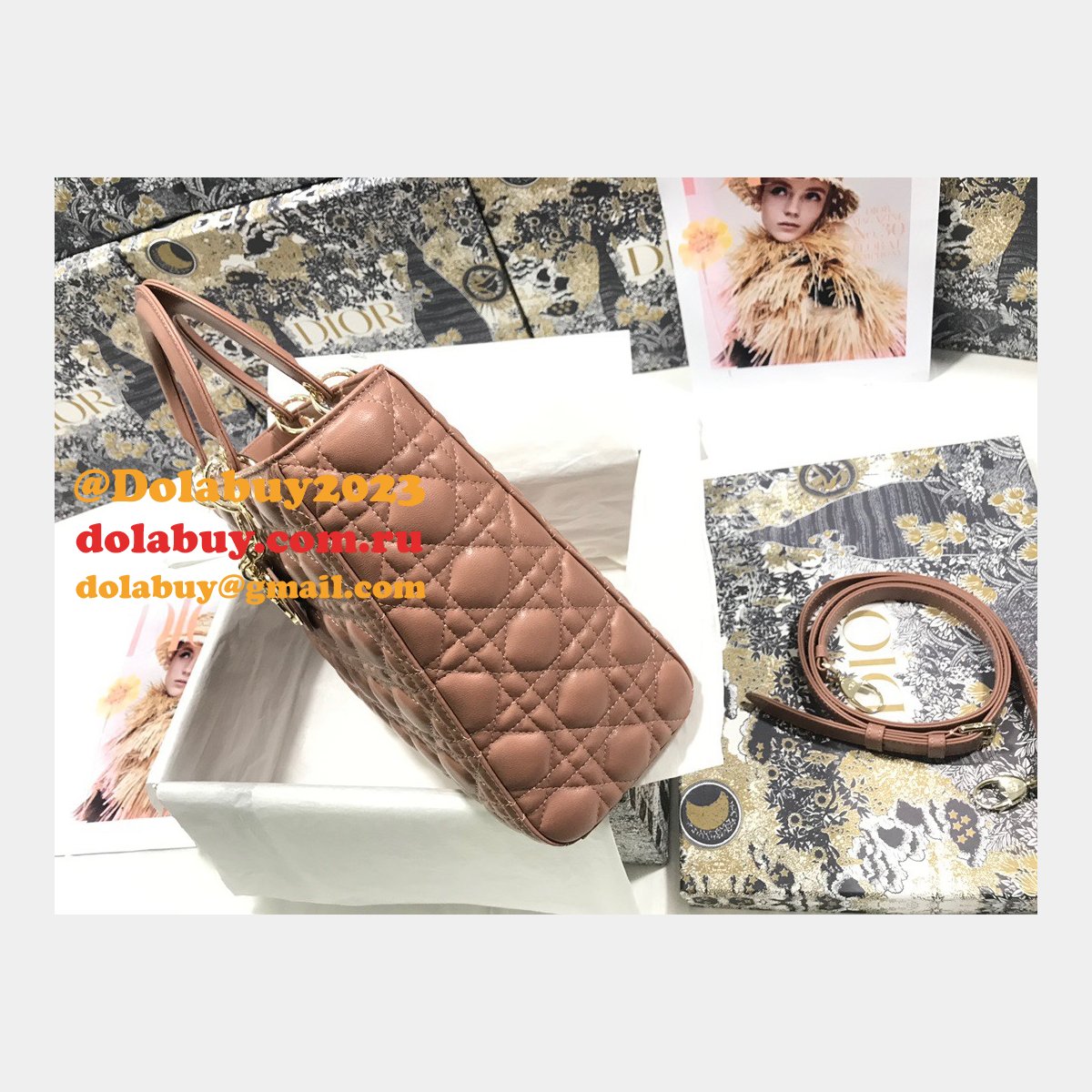 Inspired Duplicate dior lady lambskin 32CM HANDBAG