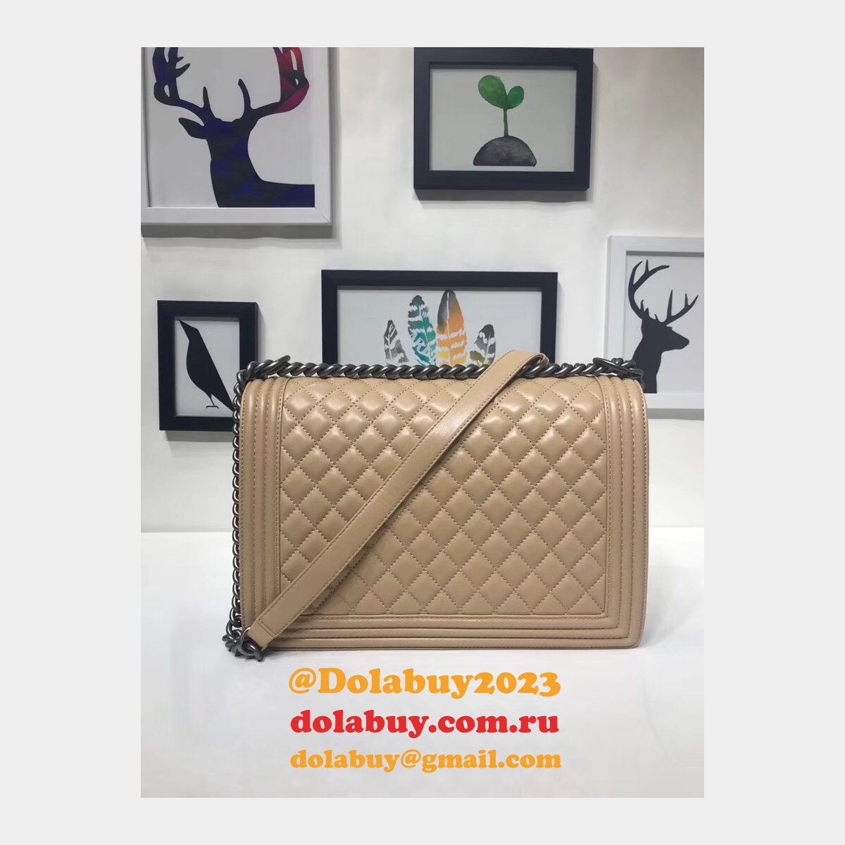High Quality CC Le Boy Luxury Bags Lambskin 30cm