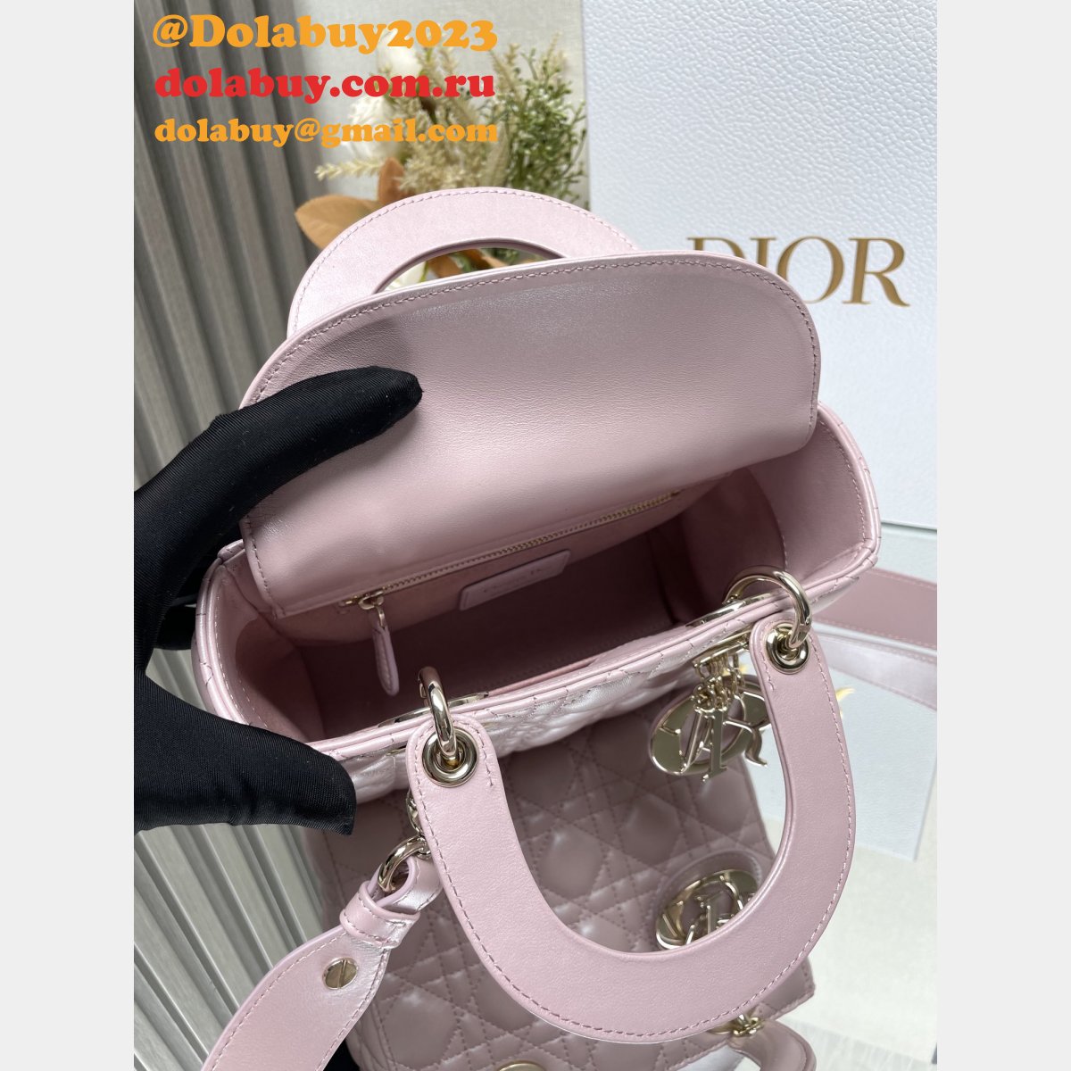 Best DIOR LADY MY ABC Wholesale PATENT LEATHER HANDBAG 20cm