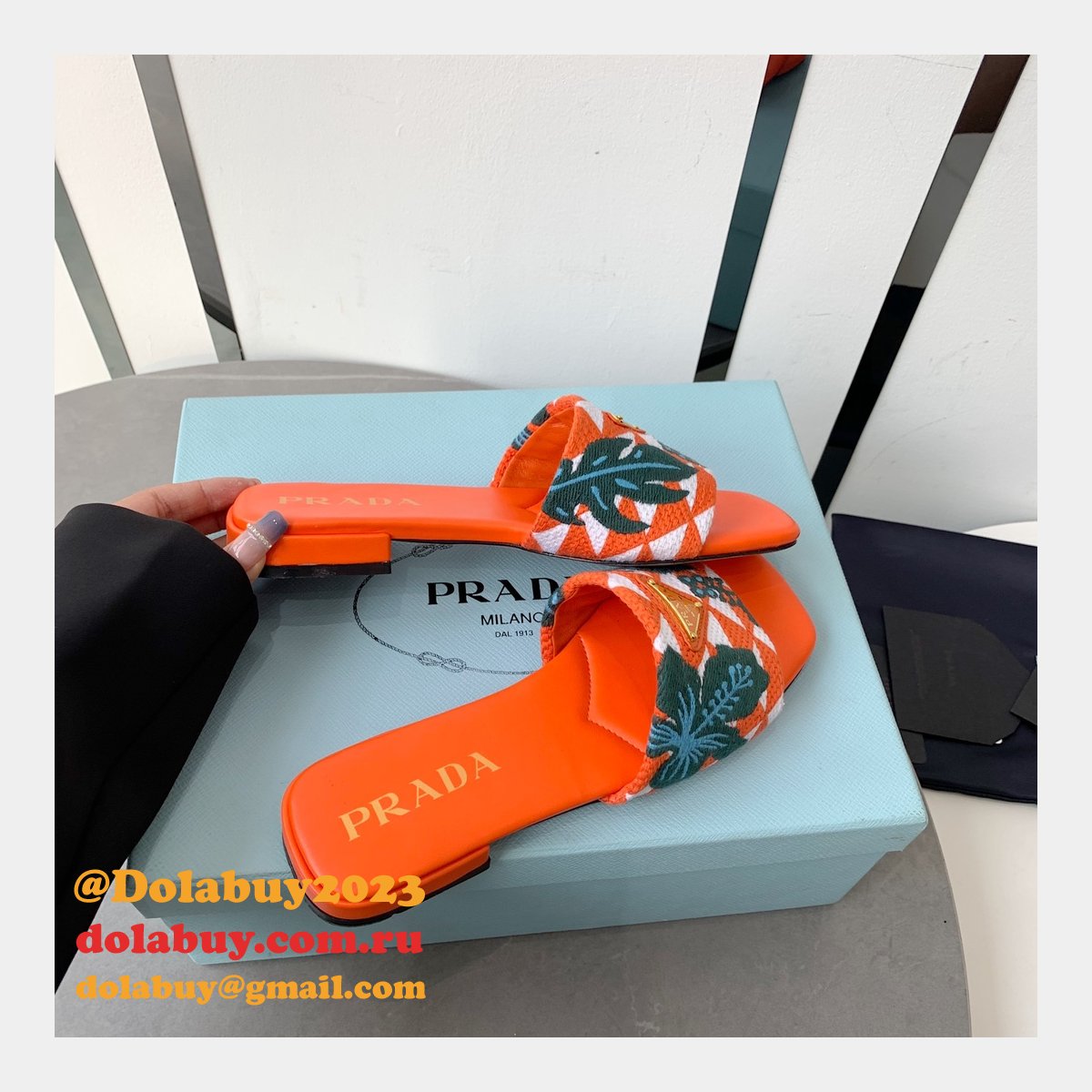 Cheap High End Fake Prada Braided Flower Embroidered Flats Shoes