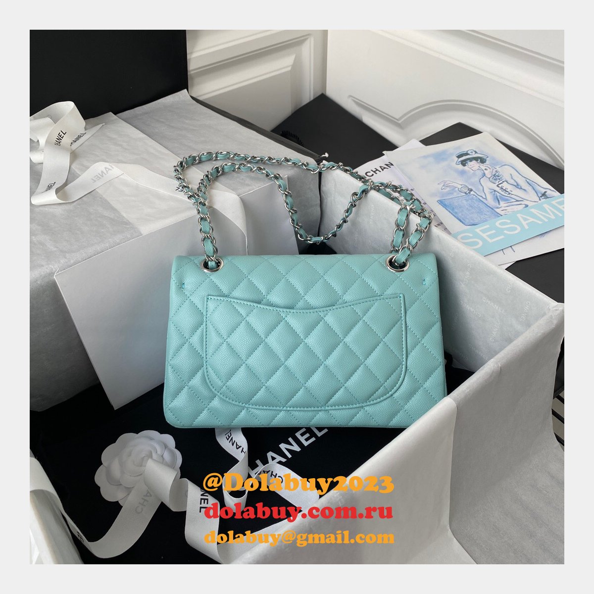 Top quality Fake Small Flap Lambskin CF 23cm