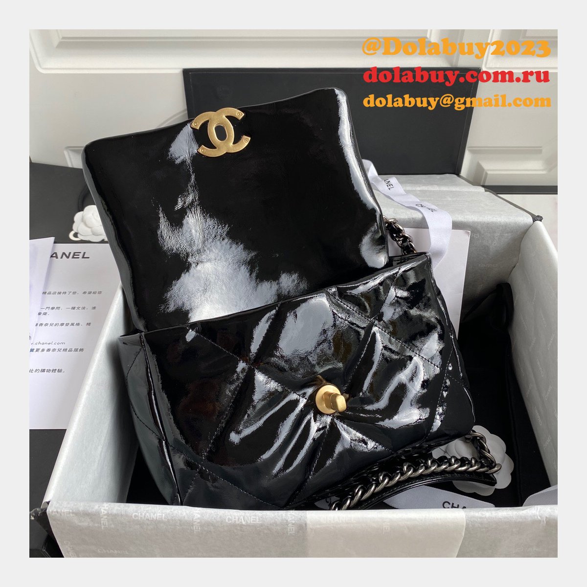 CC Replica 26CM Goatskin Gold-Tone Silver-Tone & Ruthenium