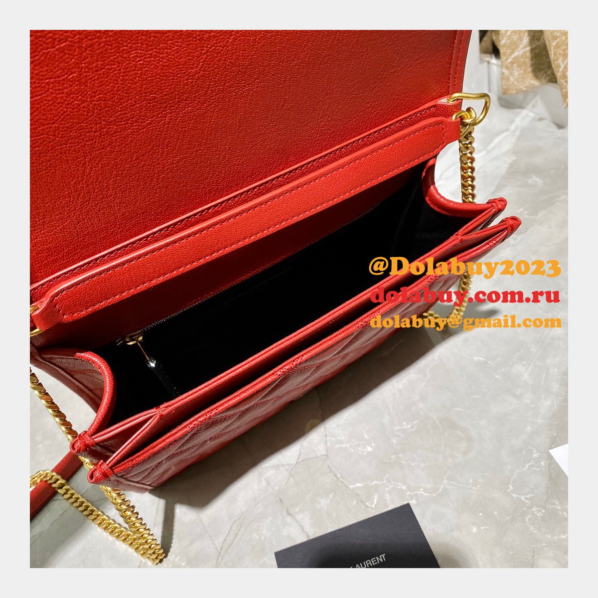 Replicas Saint Laurent Becky Large chain bag in quilted lambskin