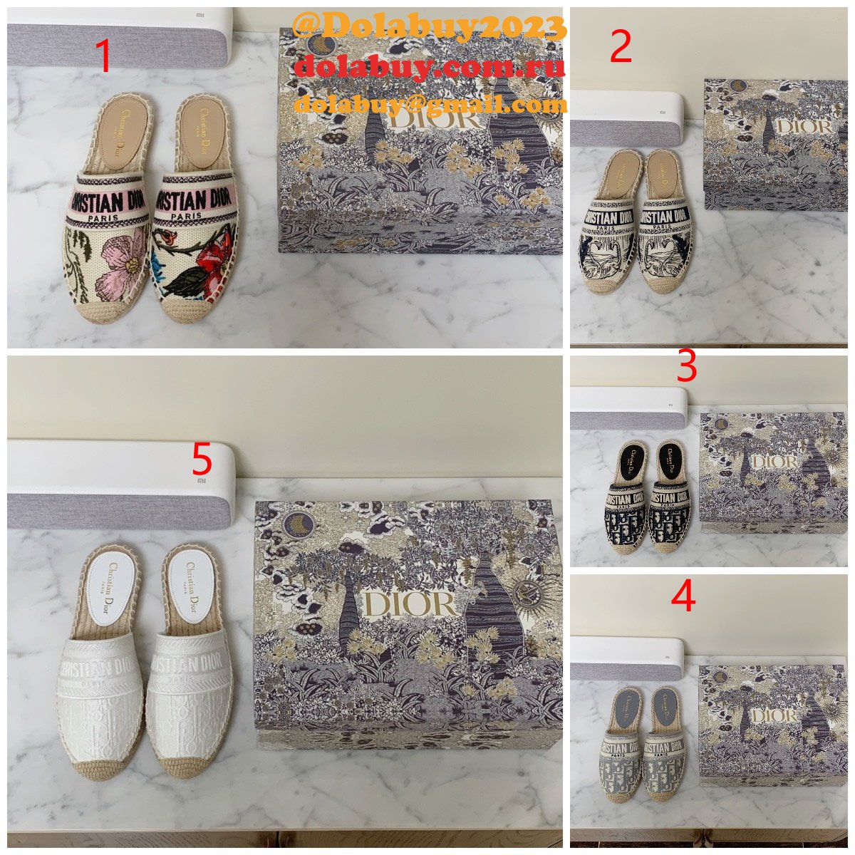 Best Quality 1:1 Mirror Dior Embroidered Fisherman Shoes