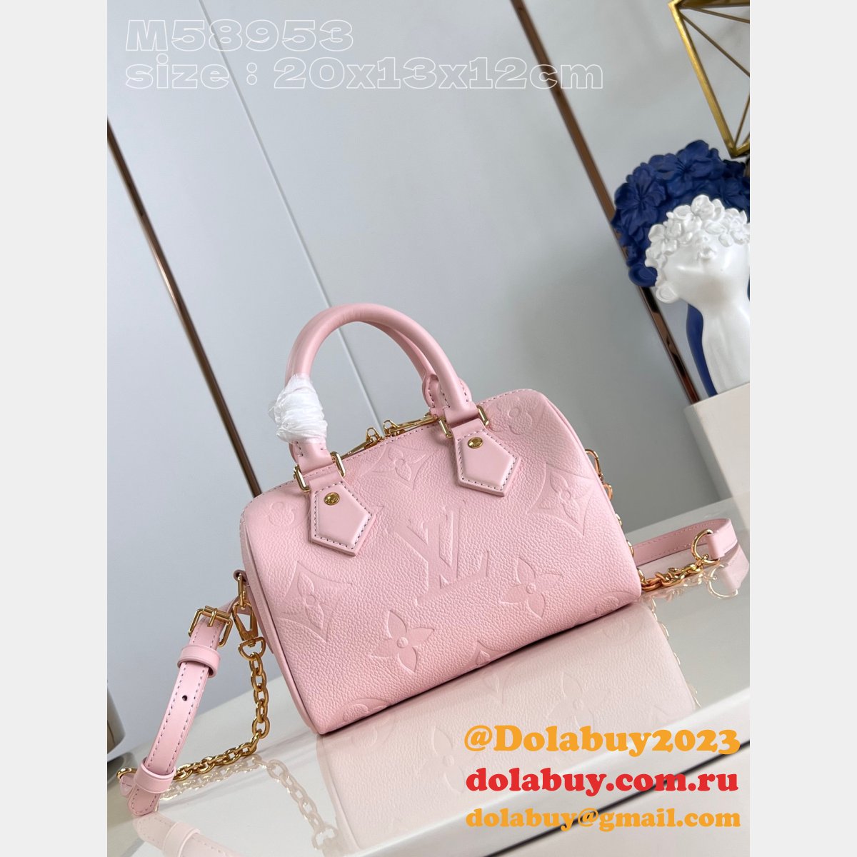 Perfect Pink M47136 Speedy Bandoulière 20 Replicas Louis Vuitton Bag