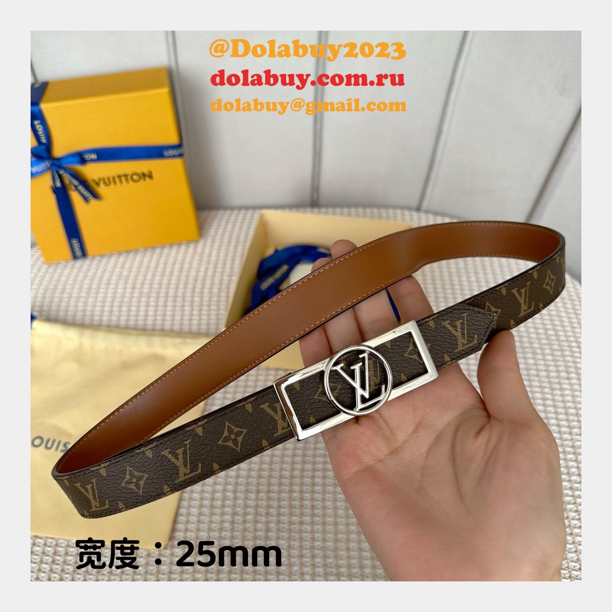 Designer Louis Vuitton Dauphine 25mm Reversible Belt