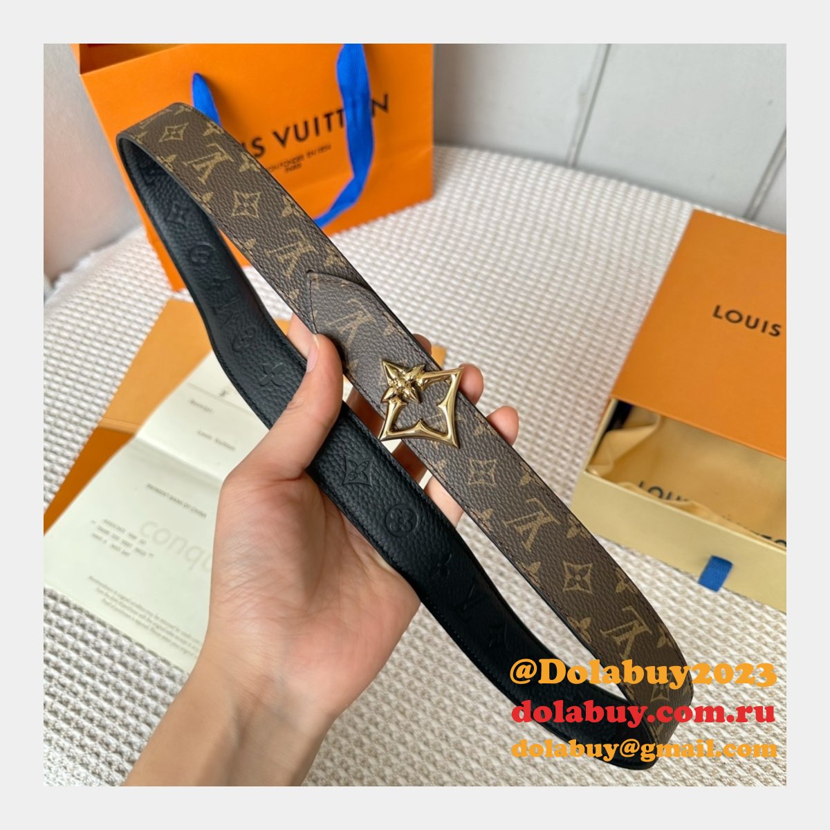 Cheap LV Flowergram 30mm Reversible Belt