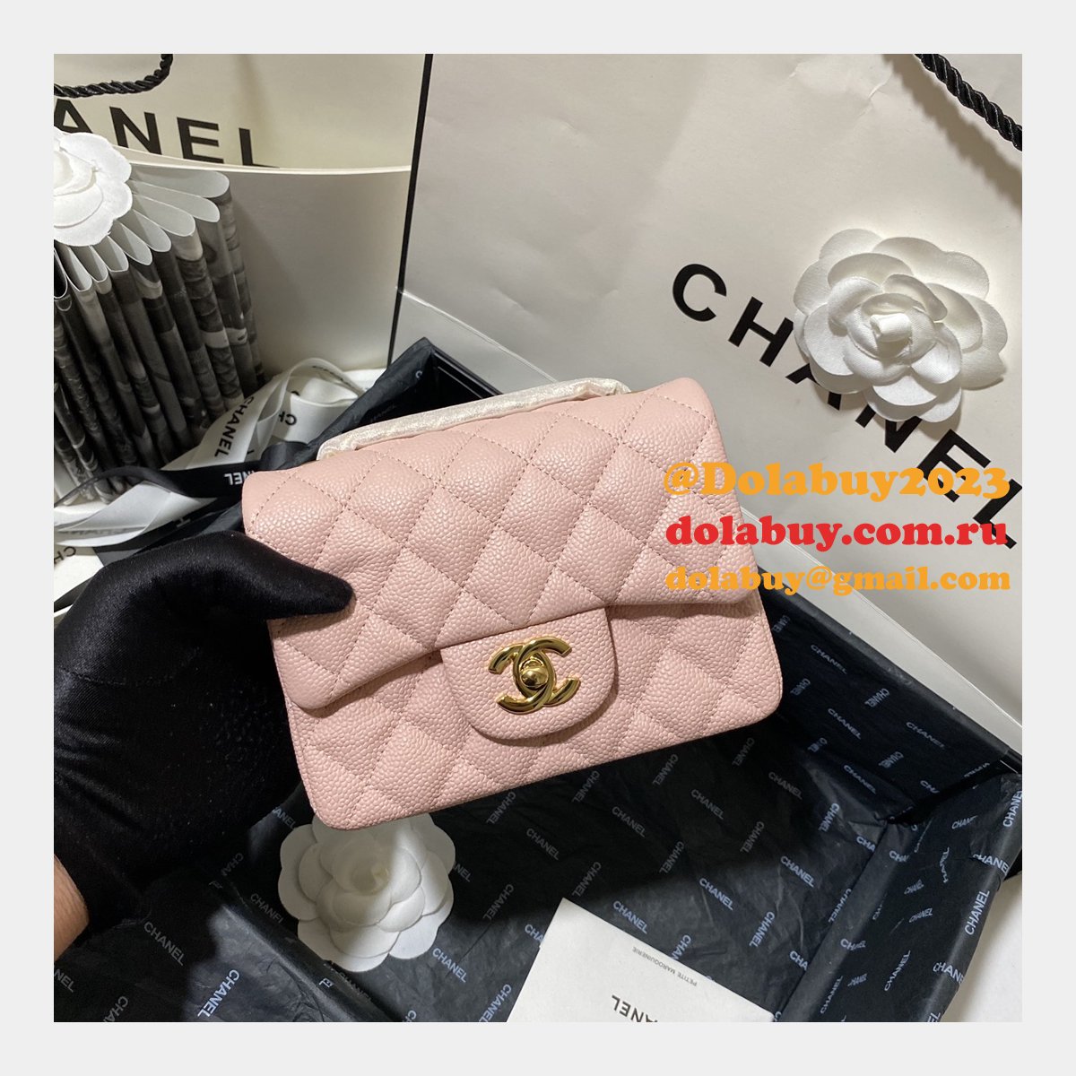Perfect CC 17CM Classic Flap Caviar Leather Bag