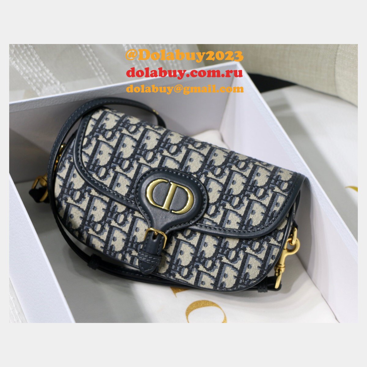 Replica Christian Dior Bobby East-West Blue Bag China Sale