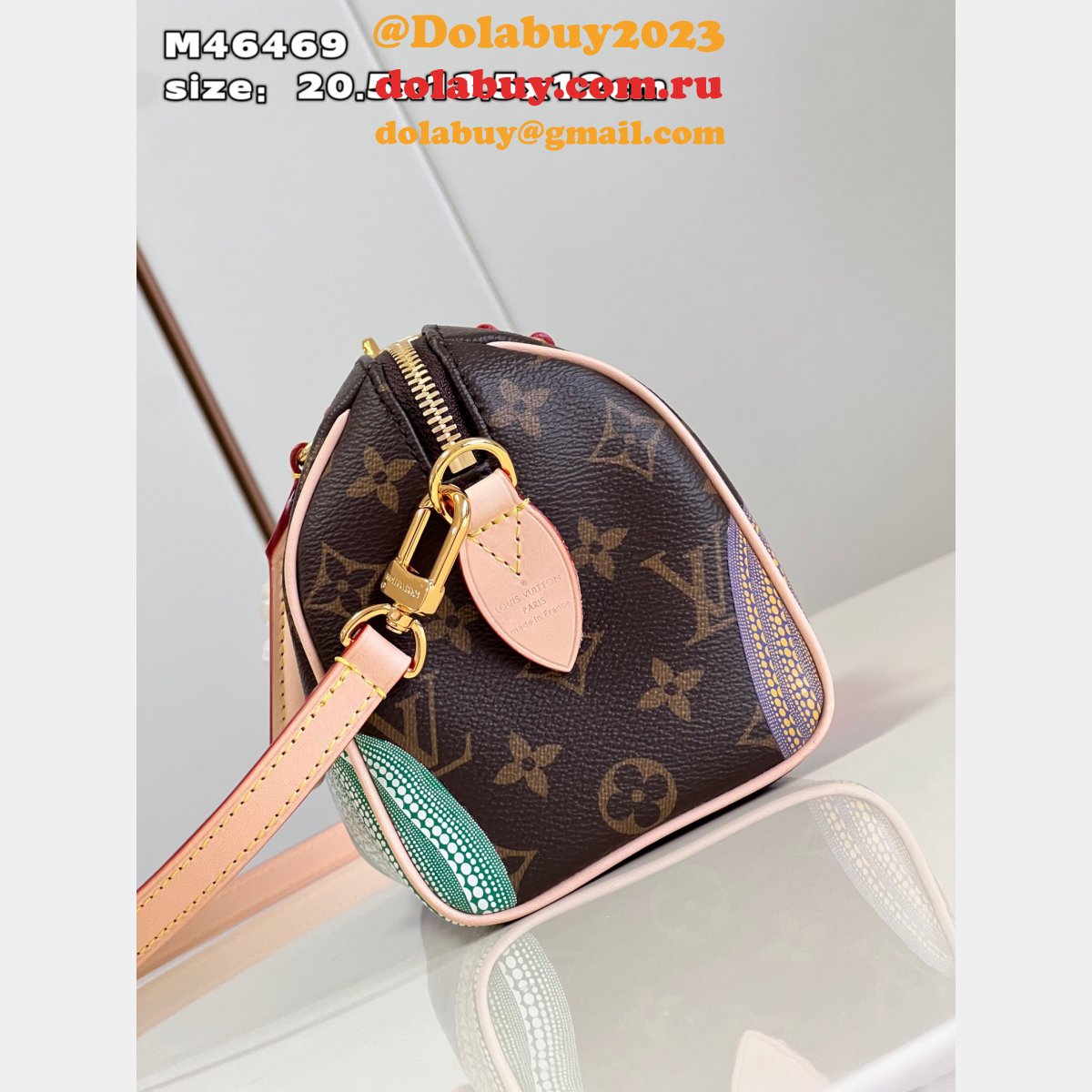 M46469 Louis Vuitton LV x YK Speedy Replica Bandouliere 20 Monogram