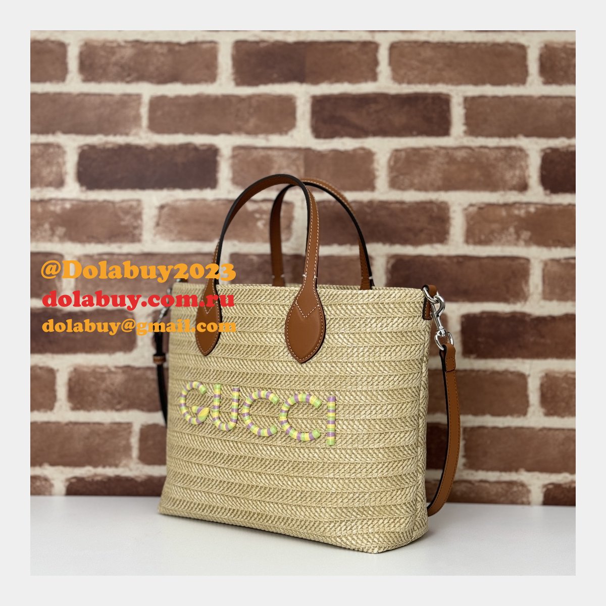 G*u*i replica 779671 tote women straw-effect natural straw effect raffia