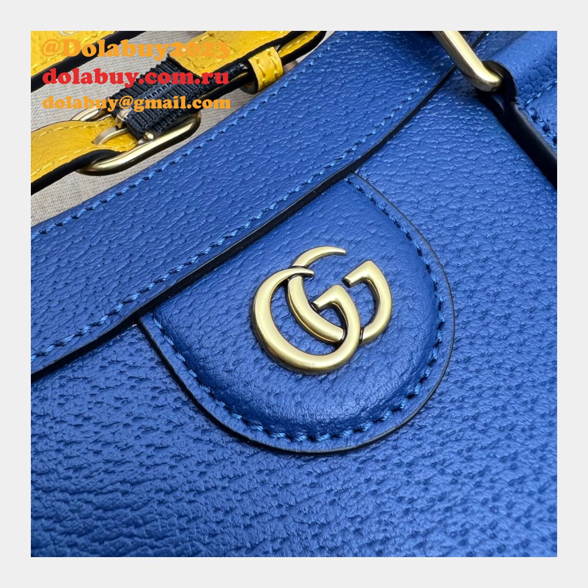 cheap G*u*i diana tote bag 678842 blue/black leather from china