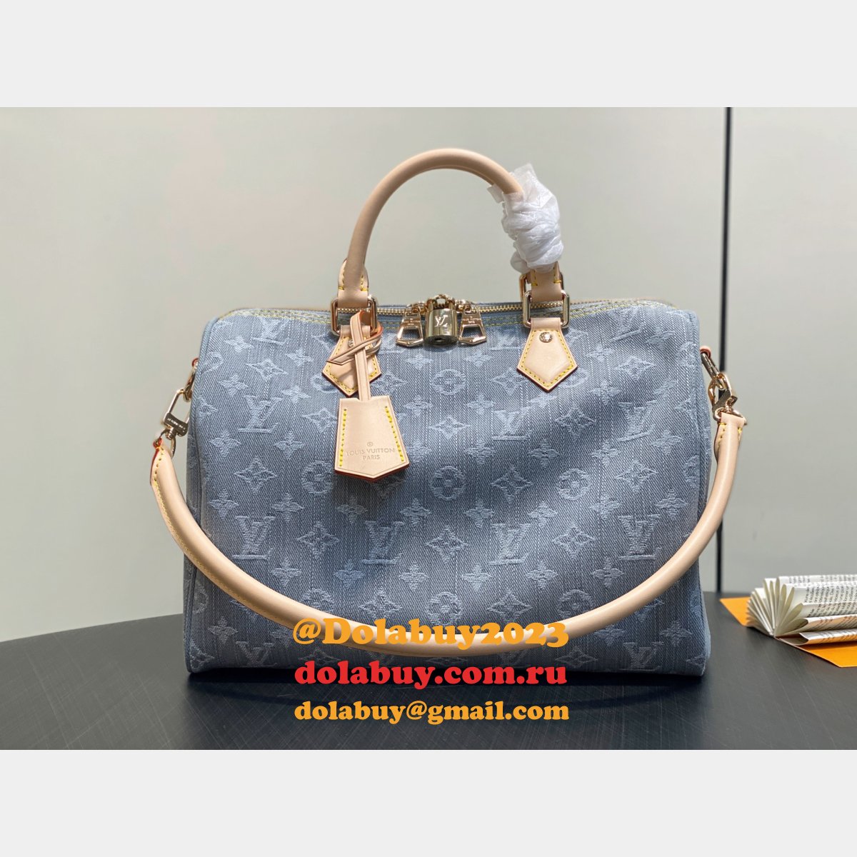 Louis Vuitton Speedy Soft 30 Bag M13344 Luxury Monogram Denim Grey