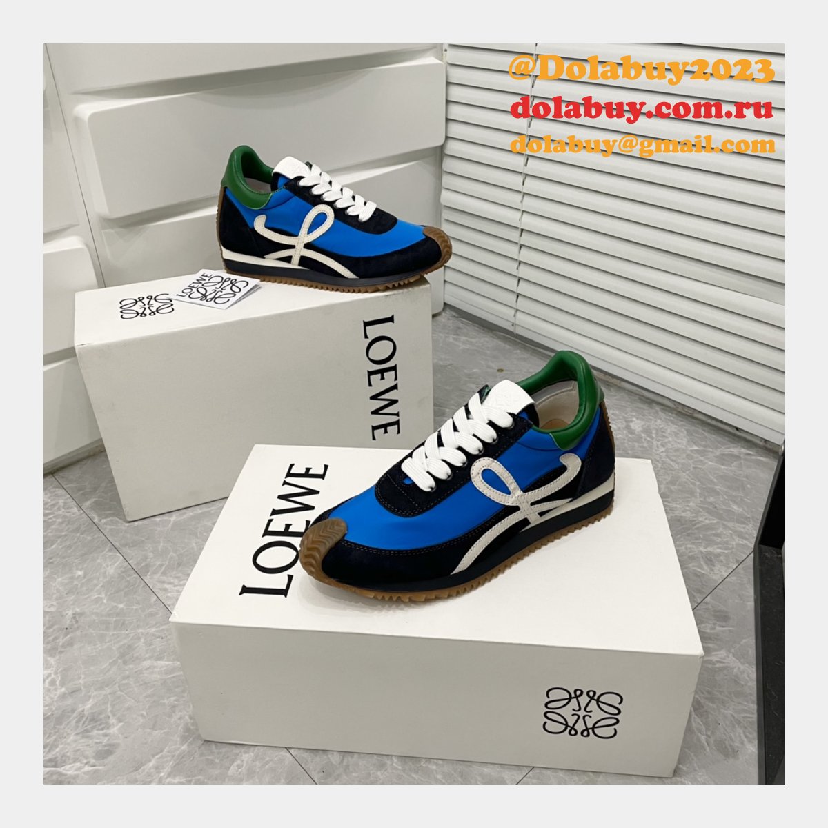 Luxury loewe Ballet Runner in nylon and calfskin