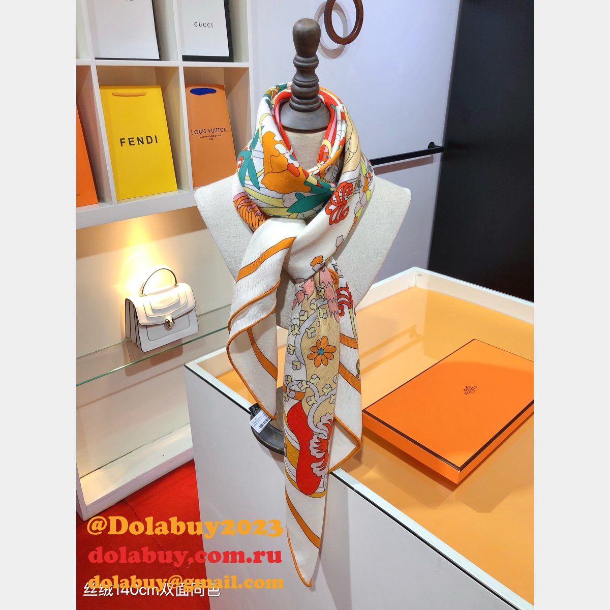 Luxury Hermes RHMS2443 Velvet Twilly